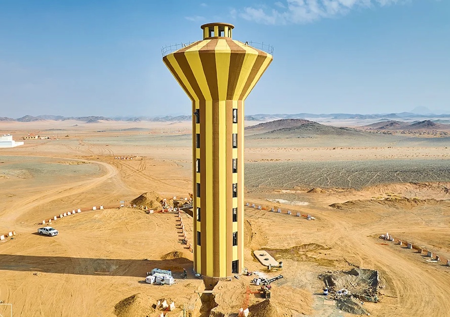 Close aerial view of the finished Hail water tank